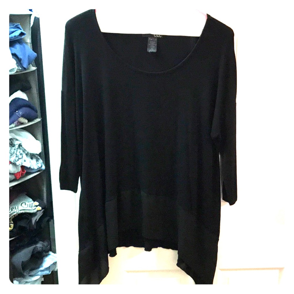 COPY - THX XL Black 3/4 Sleeve Cotton Top with bl…